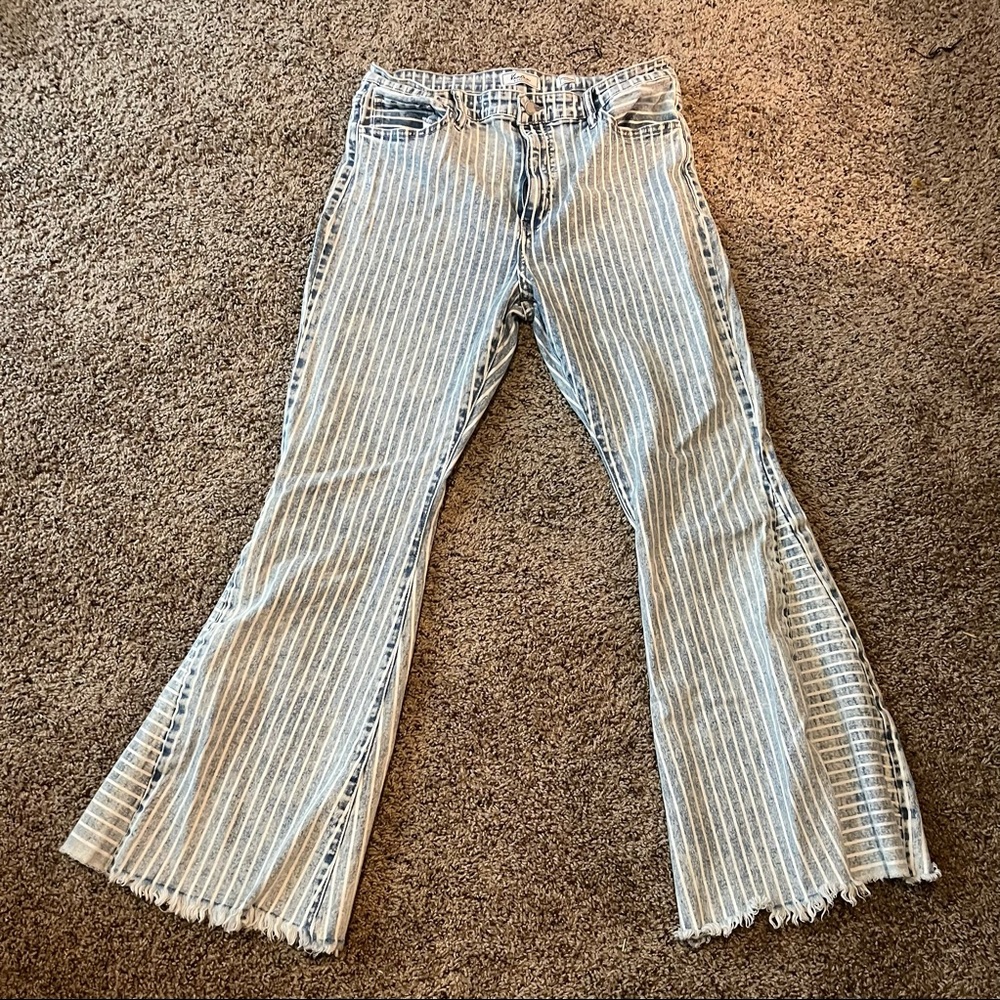 KanCan signature high rise striped denim flare jeans size 32